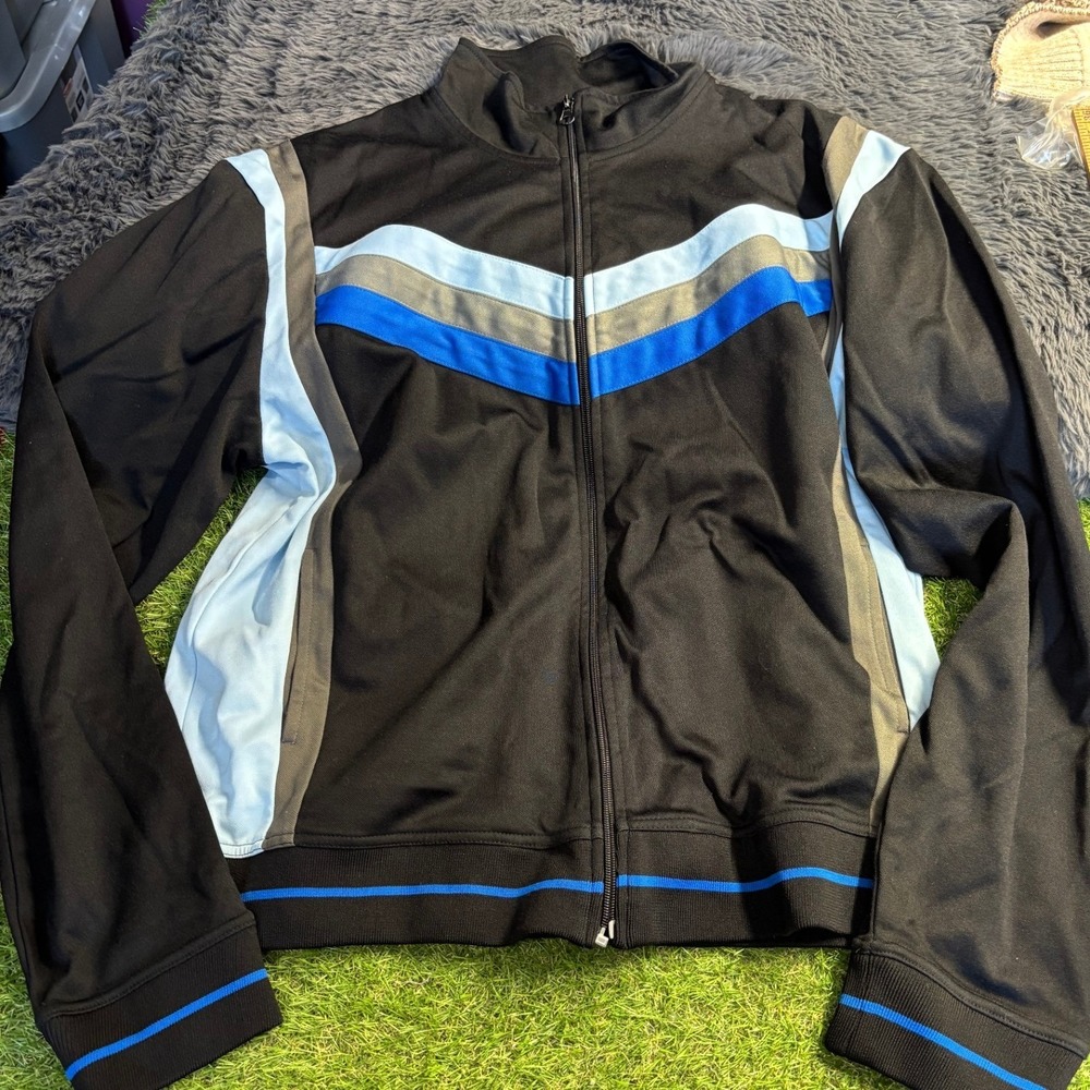 SF 415 Mens Full Zip Track Jacket XXL Black Blue Gray Athletic